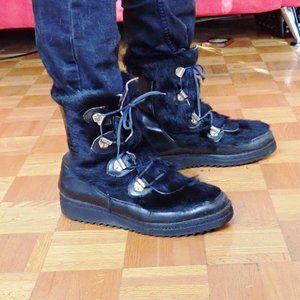 Custom Made Fur Boots- Black Leather
